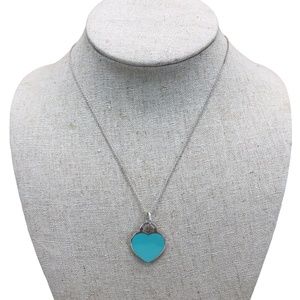Tiffany & Co Return to Tiffany Rare and Retired Blue Enamel Heart Tag Pendant